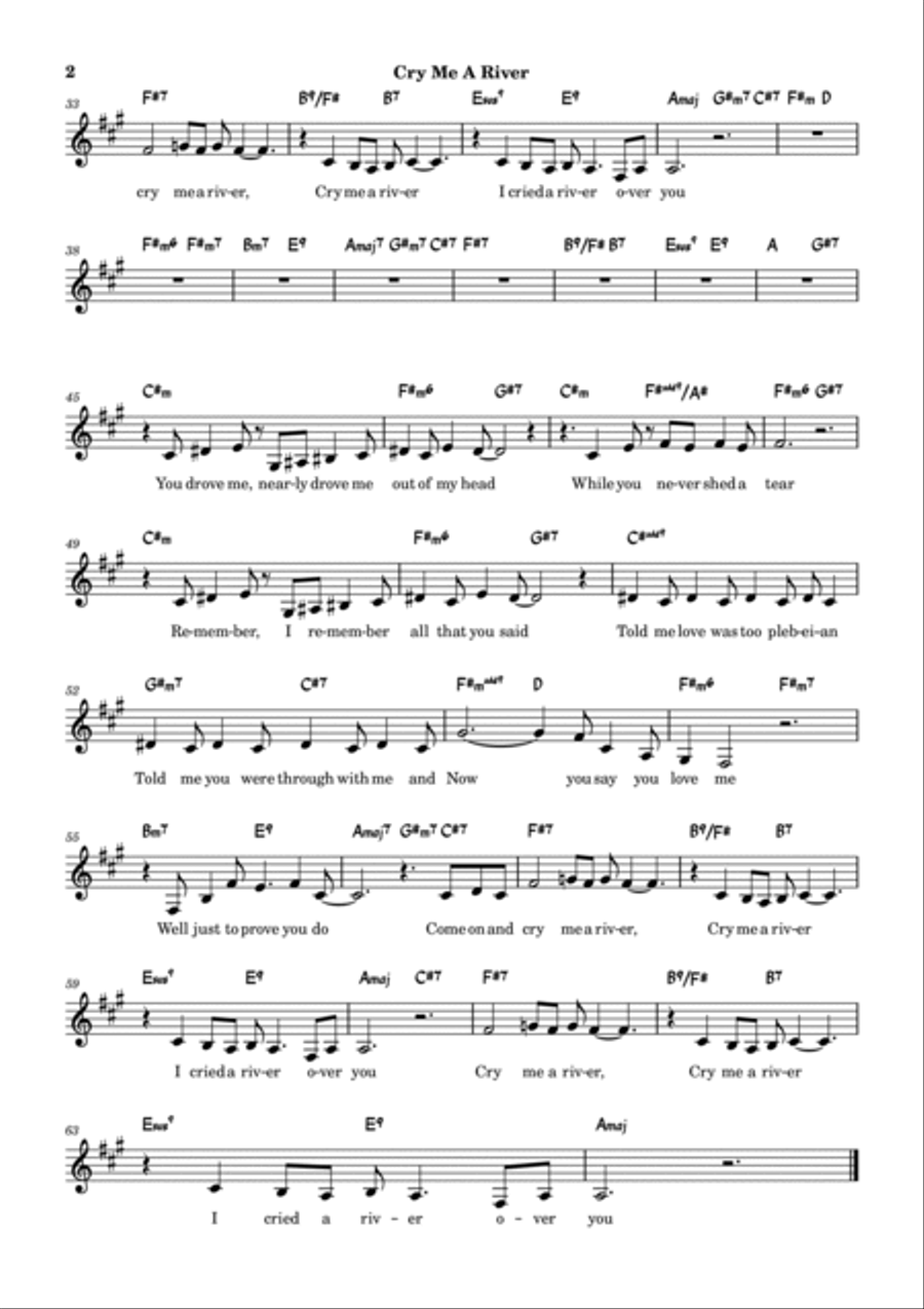 Cry Me A River Electric Guitar scores gallery preview page 2