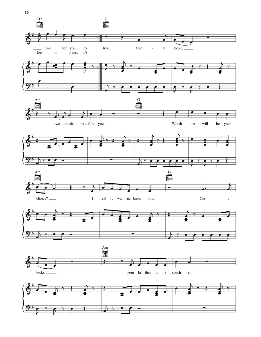 Curly Locks Curly Locks Piano, Vocal, Guitar scores gallery preview page 3