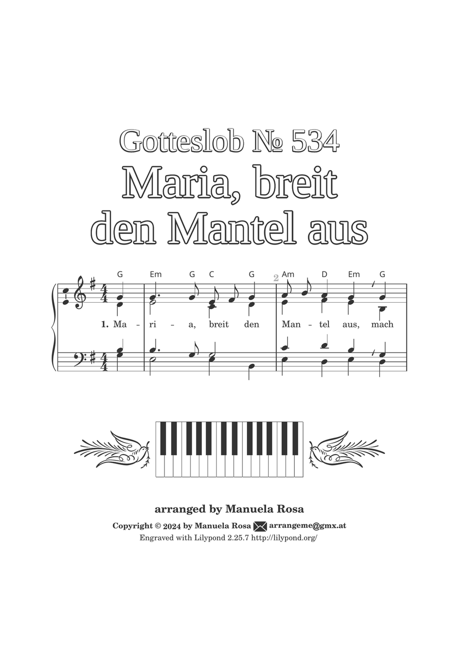 Maria, breit den Mantel aus (Gotteslob 534) Piano Solo scores gallery preview page 2