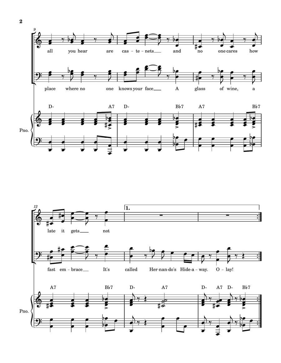 Hernando's Hideaway 4-Part scores gallery preview page 2