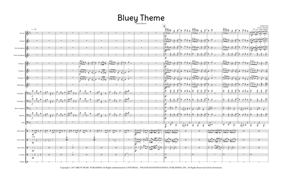 Bluey Theme Song Marching Band scores gallery preview page 1