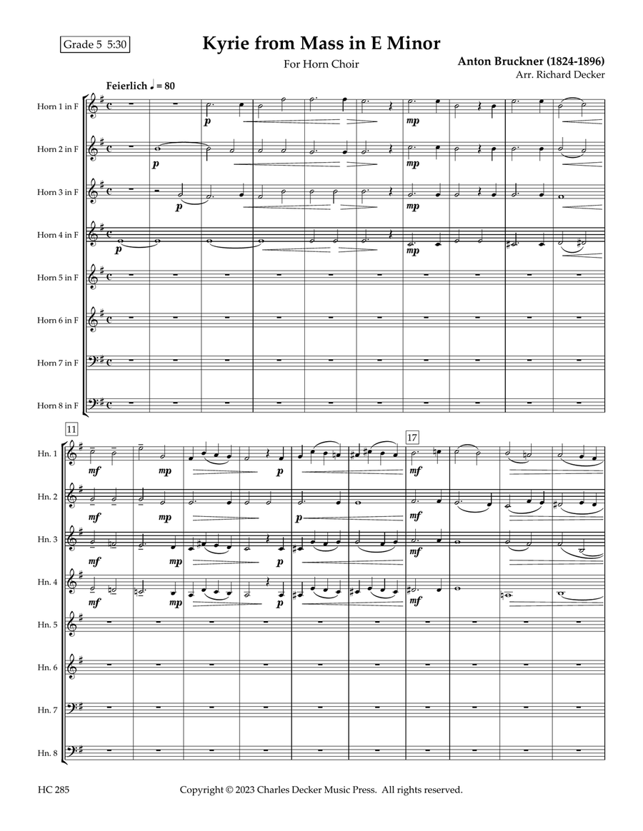 Kyrie from Mass in E Minor for Horn Ensemble Chamber Music scores gallery preview page 2