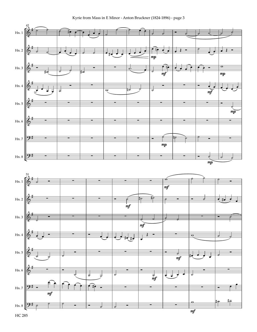 Kyrie from Mass in E Minor for Horn Ensemble Chamber Music scores gallery preview page 4