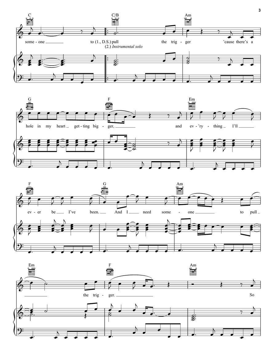Someone To Pull The Trigger Piano, Vocal, Guitar scores gallery preview page 3