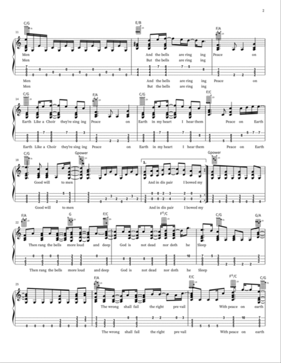 I Heard The Bells On Christmas Day Ukulele scores gallery preview page 2