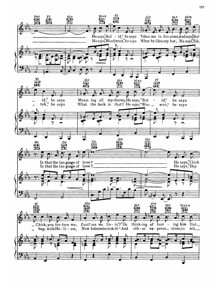 Murder, He Says (from Happy Go Lucky) Piano, Vocal, Guitar scores gallery preview page 3
