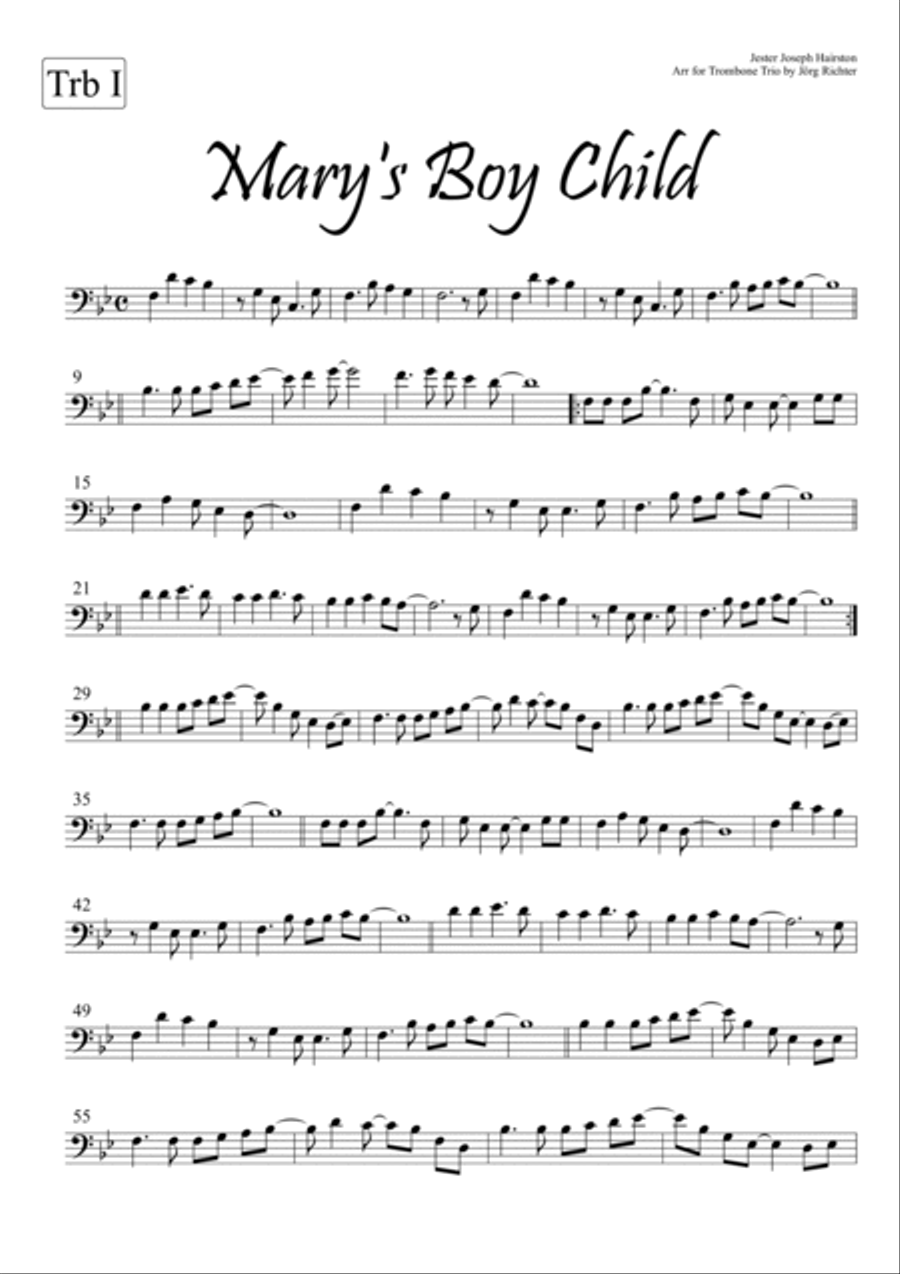 Mary's Boy Child Bass Trombone scores gallery preview page 5
