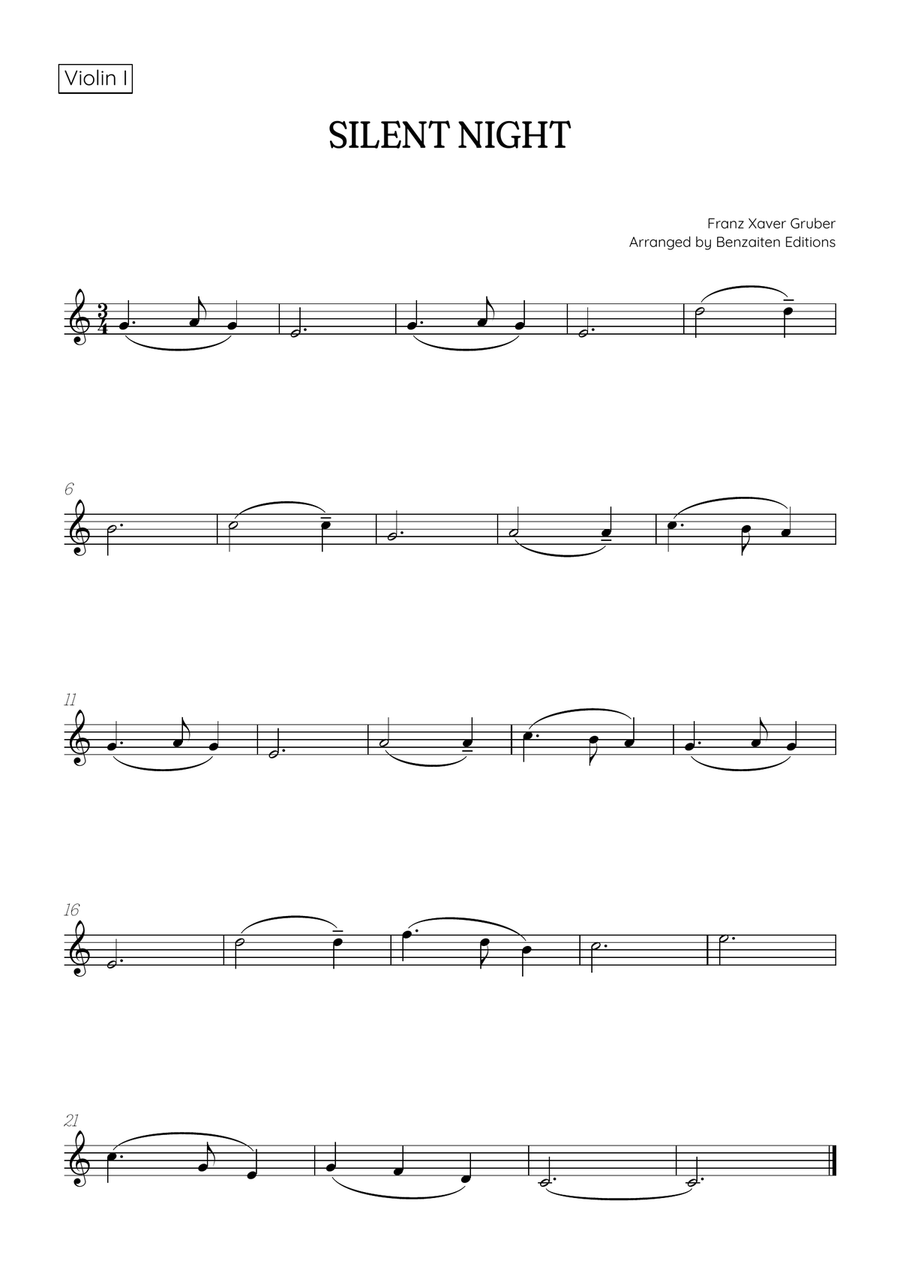 Silent Night for violin duet • easy Christmas song sheet music String Duet scores gallery preview page 2