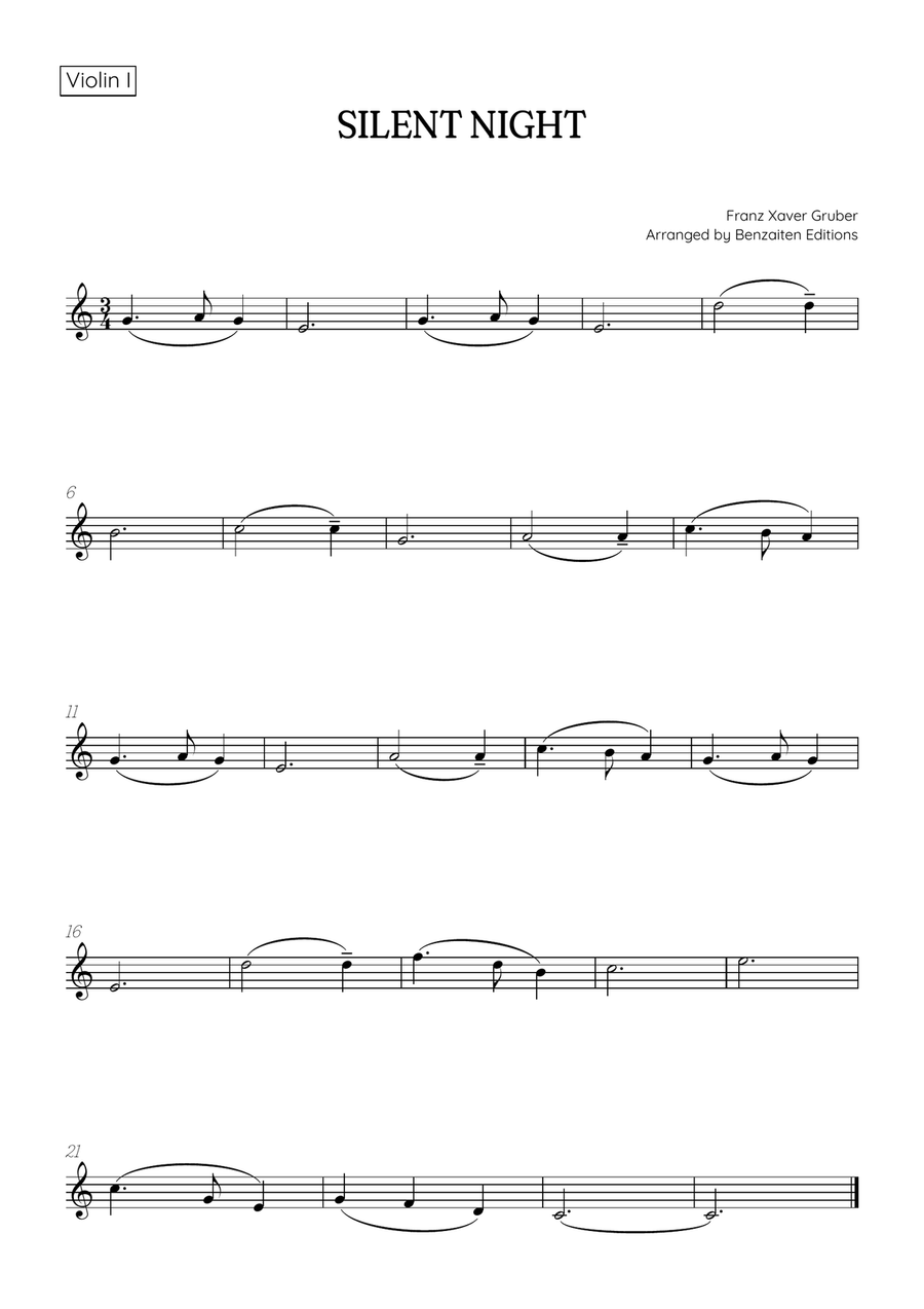 Silent Night for violin duet with piano accompaniment • easy Christmas song sheet music String Duet scores gallery preview page 2