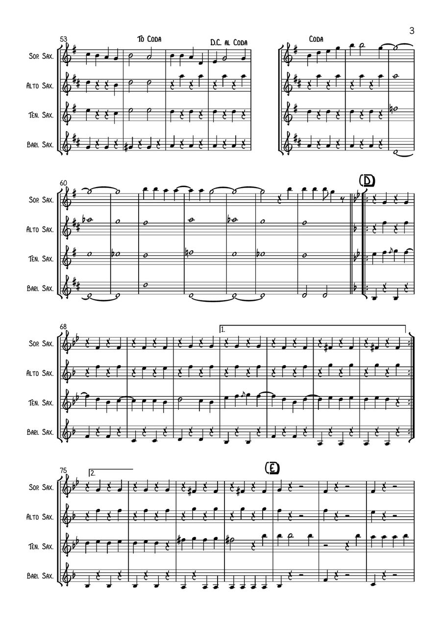 Stacy's Mom Stacy's Mom Saxophone Quartet scores gallery preview page 3