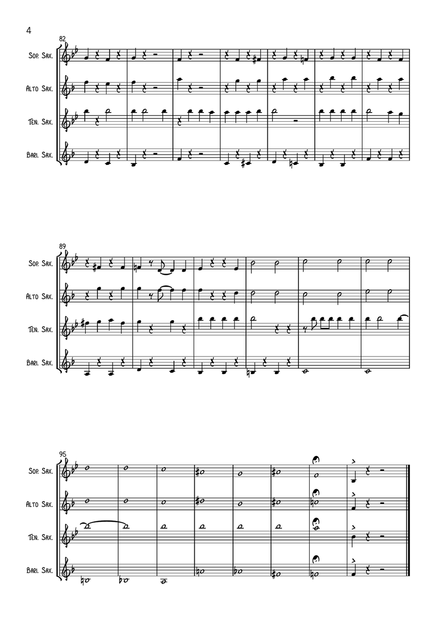 Stacy's Mom Stacy's Mom Saxophone Quartet scores gallery preview page 4