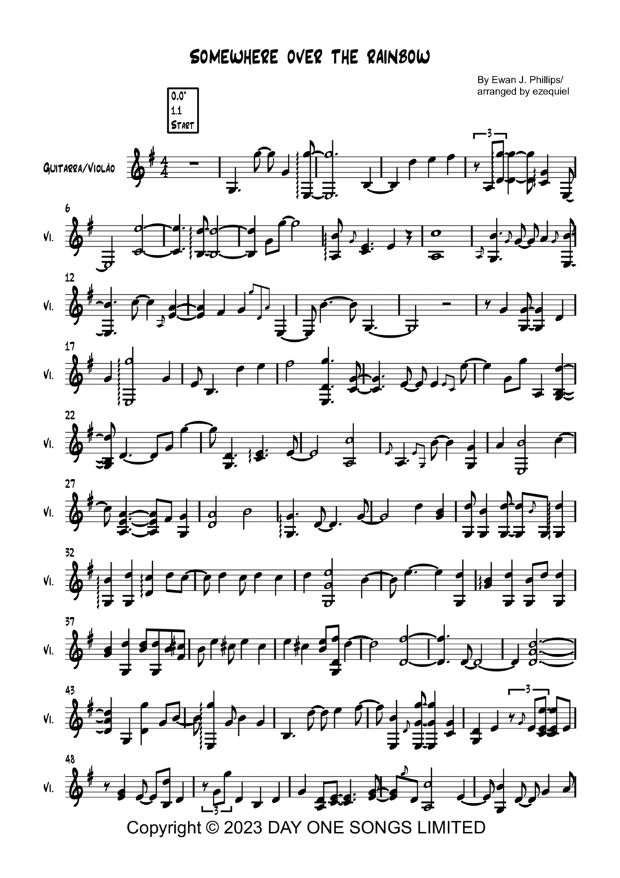 Somewhere Over The Rainbow Guitar Solo scores gallery preview page 1