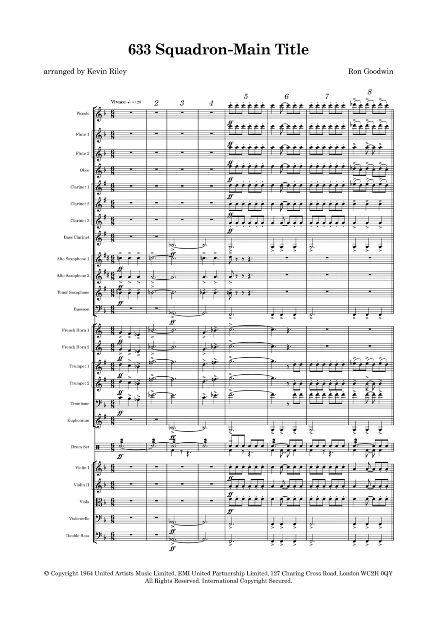 633 Squadron - Main Title Full Orchestra scores gallery preview page 1