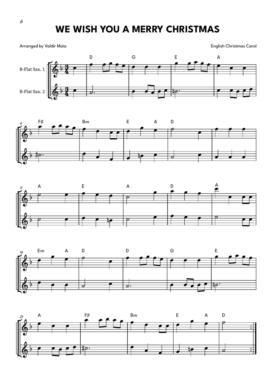 20 Easy Christmas Duets for Alto Sax Woodwind Duet scores gallery preview page 6