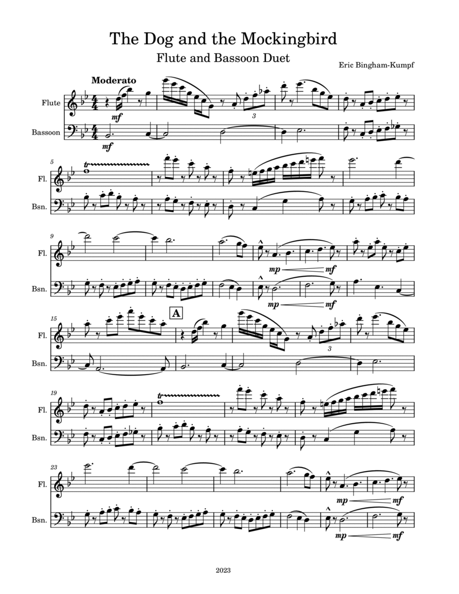 The Dog and the Mockingbird Woodwind Duet scores gallery preview page 1