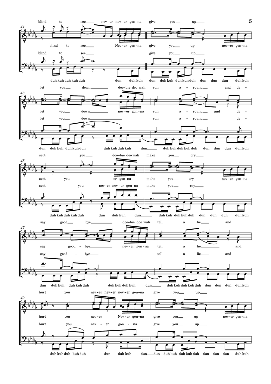 Never Gonna Give You Up Never Gonna Give You Up TTBB scores gallery preview page 5