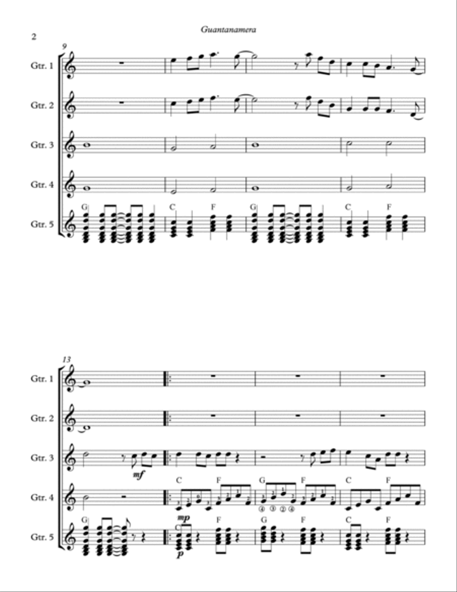 Guantanamera Guitar scores gallery preview page 3