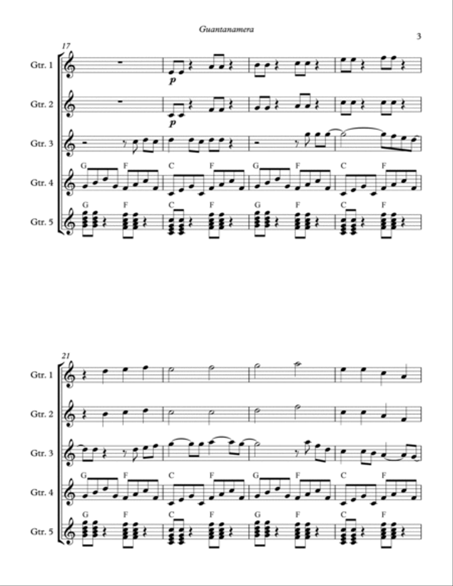 Guantanamera Guitar scores gallery preview page 4