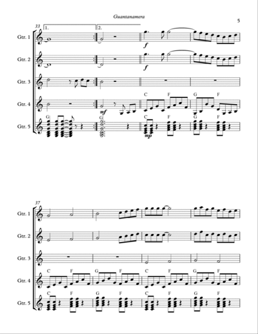 Guantanamera Guitar scores gallery preview page 6