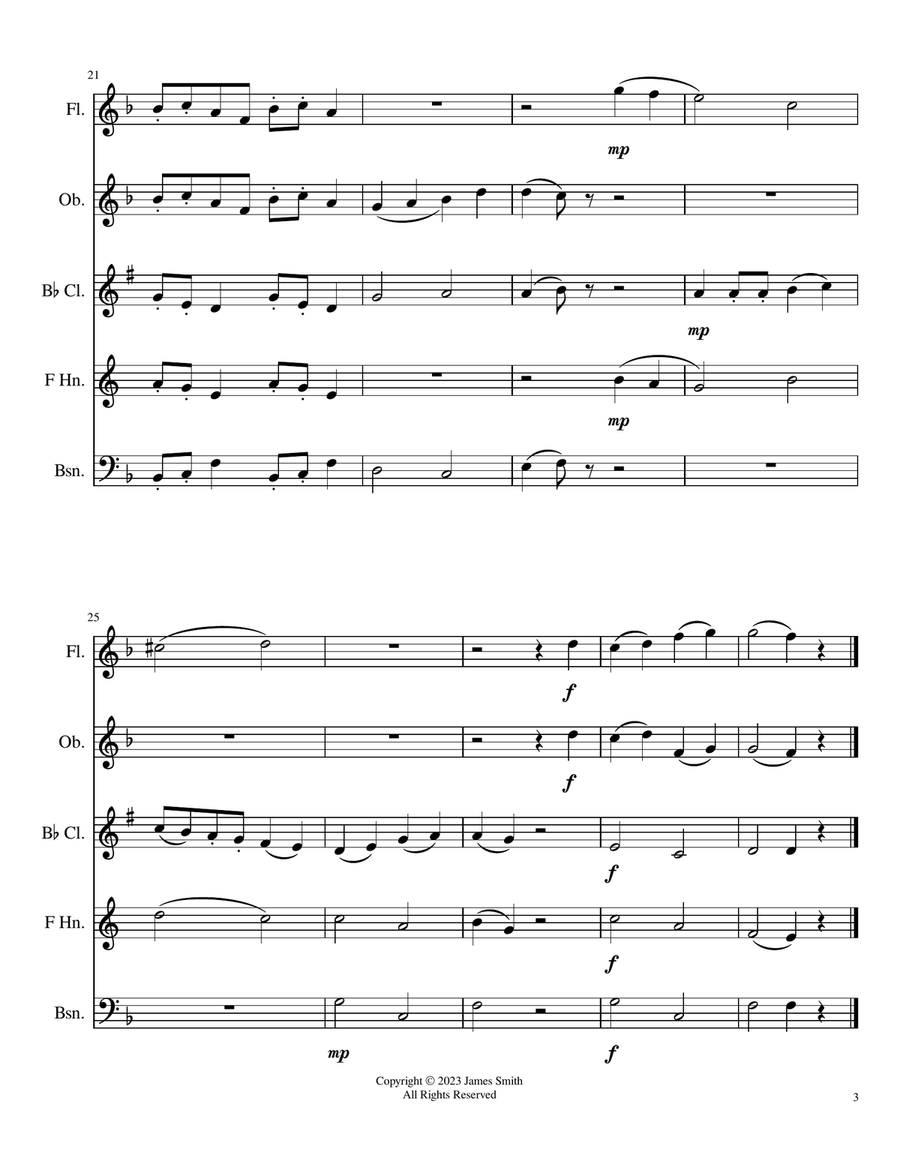 Beard Park Sketches for Wind Quintet Woodwind Quintet scores gallery preview page 3