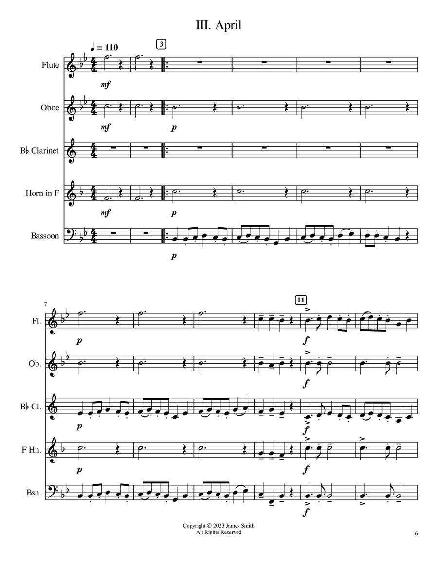 Beard Park Sketches for Wind Quintet Woodwind Quintet scores gallery preview page 6