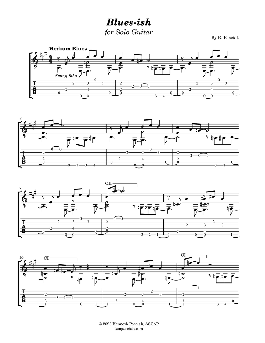 Blues-ish (for Solo Guitar) Acoustic Guitar scores gallery preview page 3
