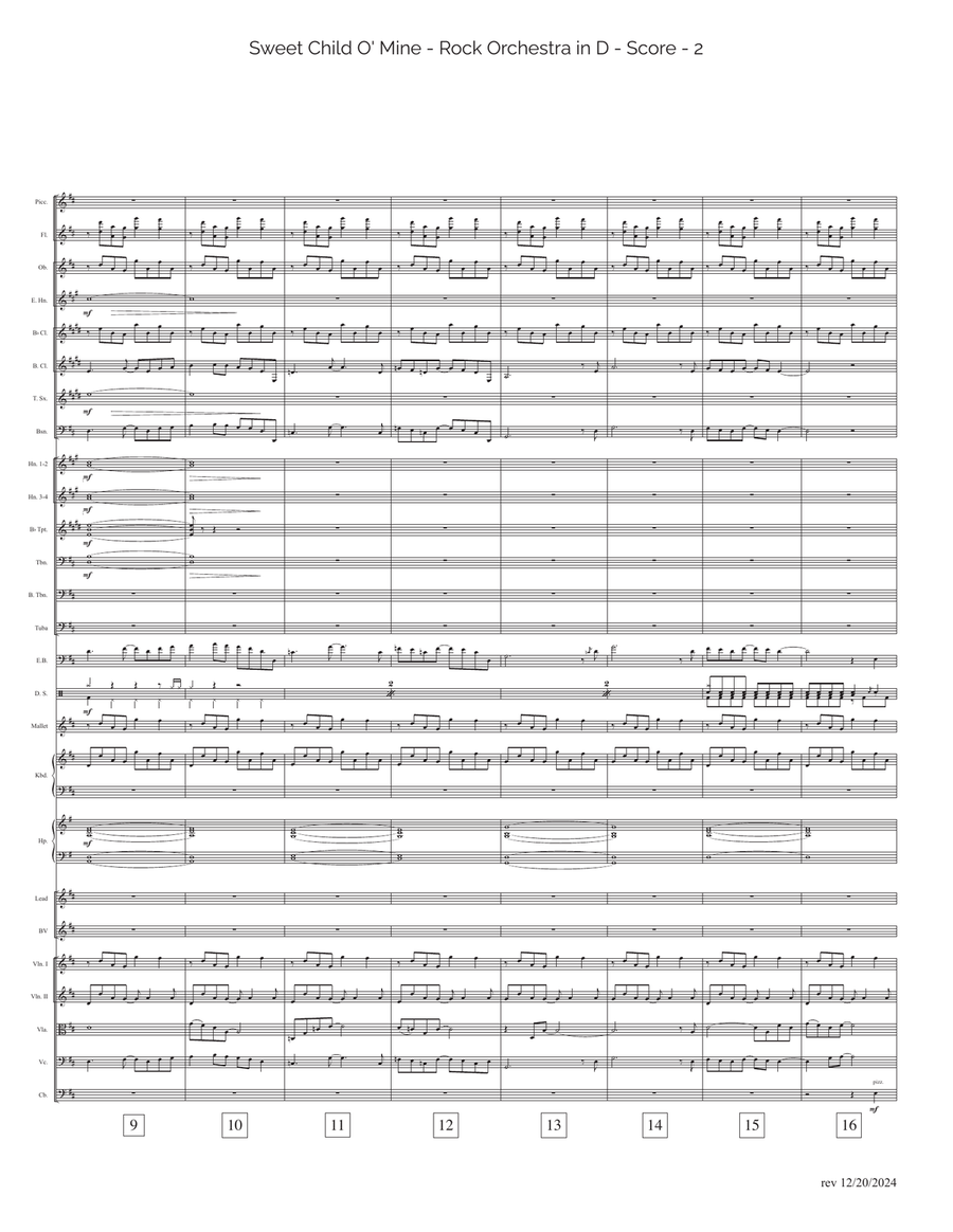 Sweet Child O' Mine Full Orchestra scores gallery preview page 2
