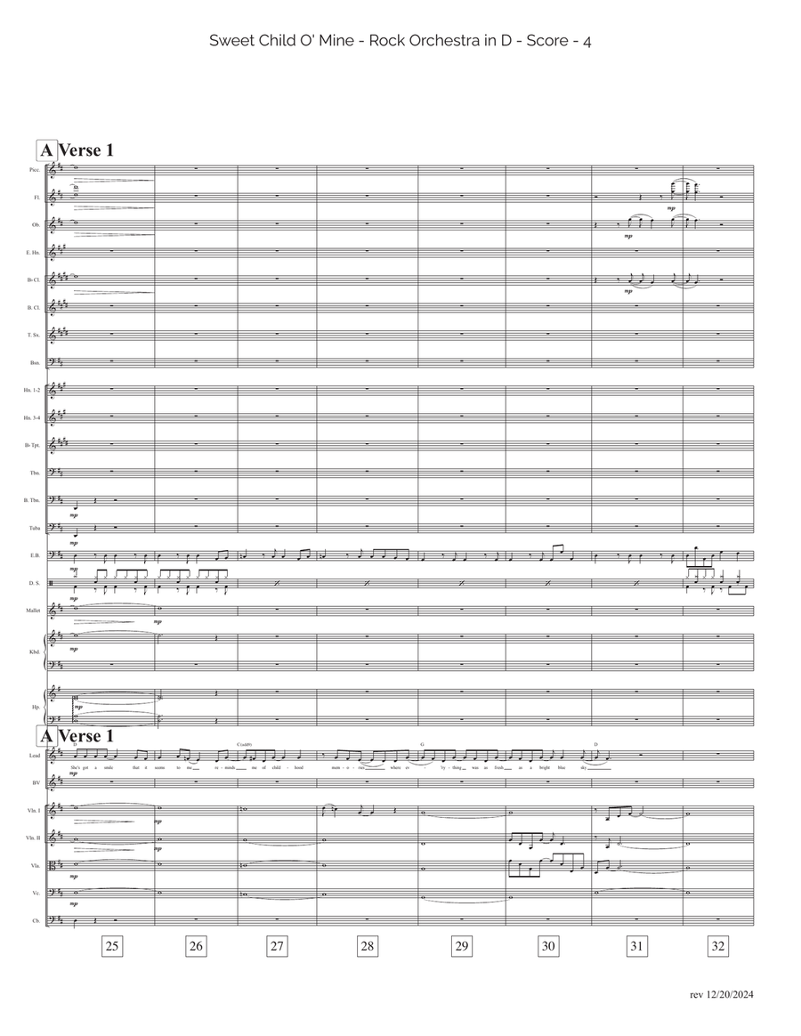 Sweet Child O' Mine Full Orchestra scores gallery preview page 4