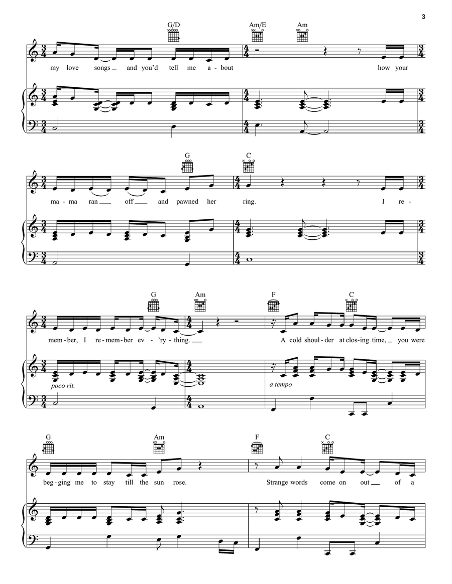 I Remember Everything (feat. Kacey Musgraves) Piano, Vocal, Guitar scores gallery preview page 3