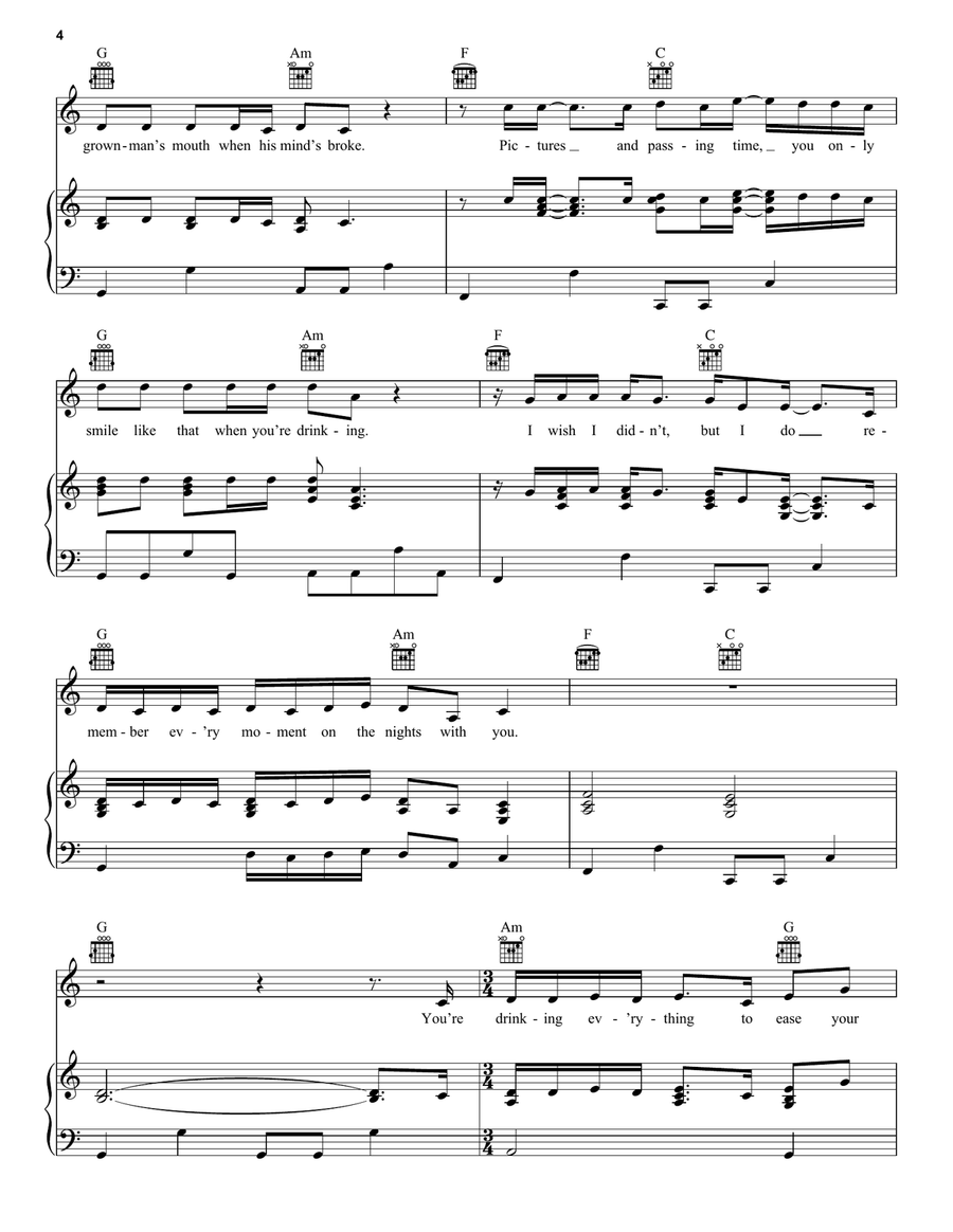 I Remember Everything (feat. Kacey Musgraves) Piano, Vocal, Guitar scores gallery preview page 4