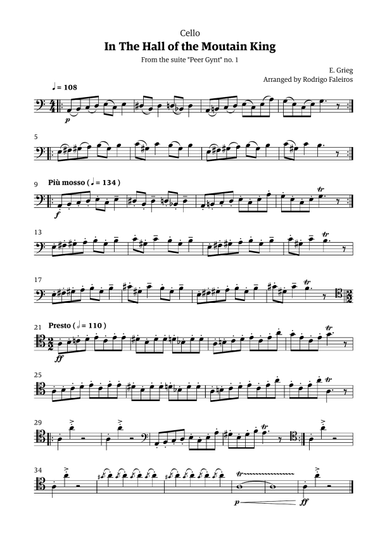In the Hall of the Mountain King (for cello solo)