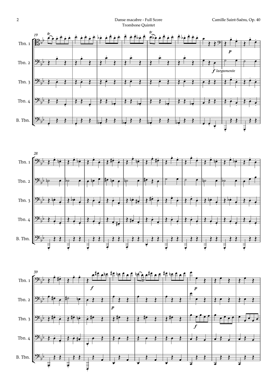 Danse Macabre by Camille Saint-Saens for Trombone Quintet Brass Quintet scores gallery preview page 2
