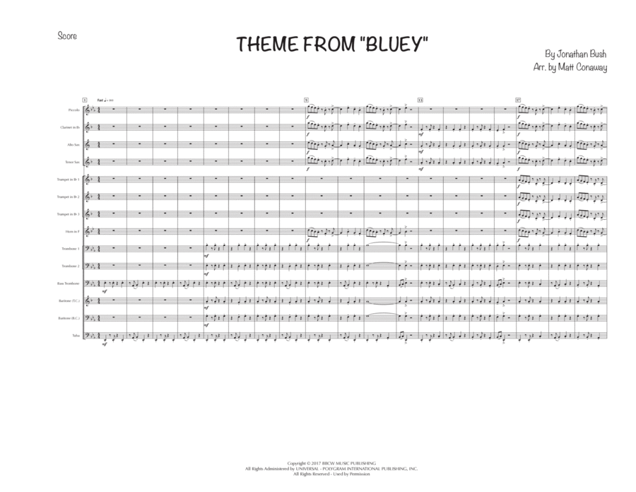 Bluey Theme Song Marching Band scores gallery preview page 1