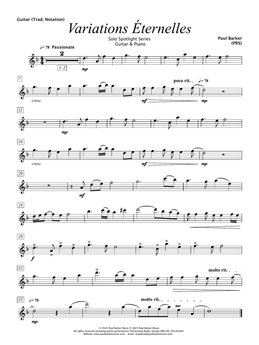 Variations Eternelles (Electric Guitar & Piano) Chamber Music scores gallery preview page 6