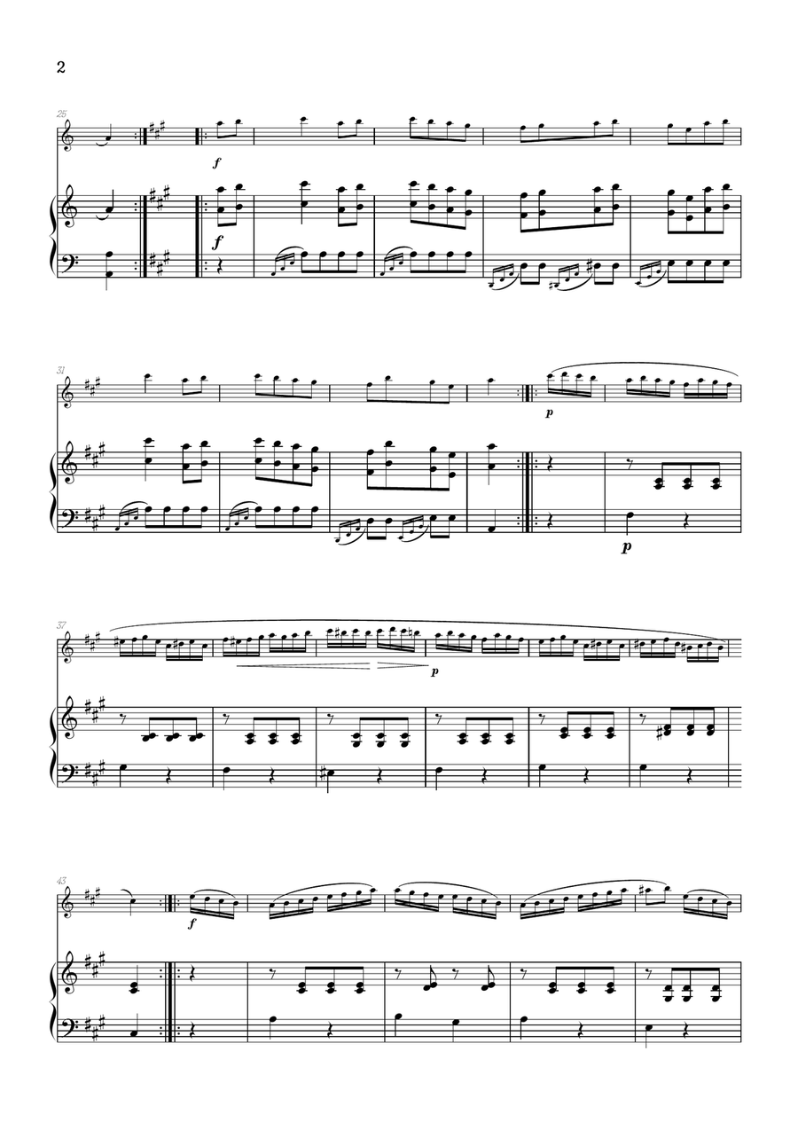 Rondo Alla Turca (Turkish March) • violin sheet music with piano accompaniment Violin Solo scores gallery preview page 2