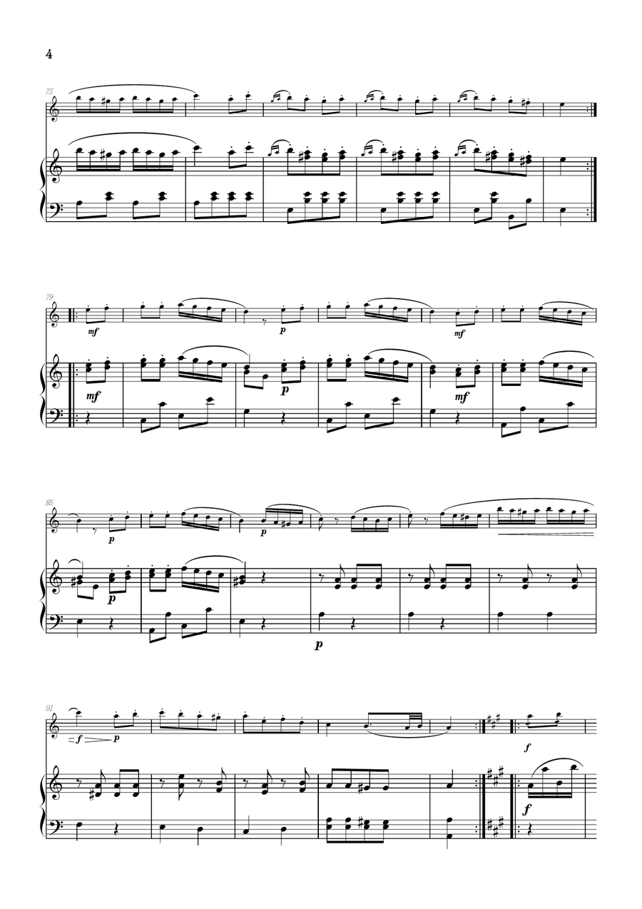 Rondo Alla Turca (Turkish March) • violin sheet music with piano accompaniment Violin Solo scores gallery preview page 4