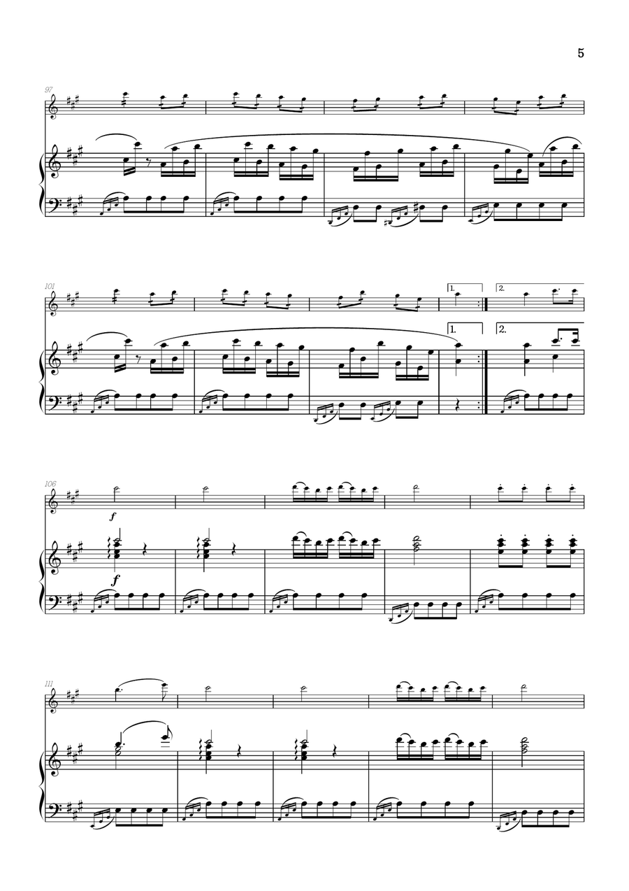 Rondo Alla Turca (Turkish March) • violin sheet music with piano accompaniment Violin Solo scores gallery preview page 5