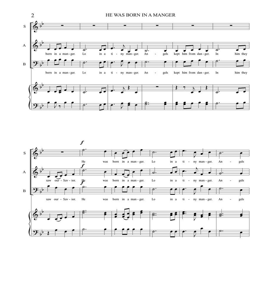 HE WAS BORN IN A MANGER 3-Part scores gallery preview page 3