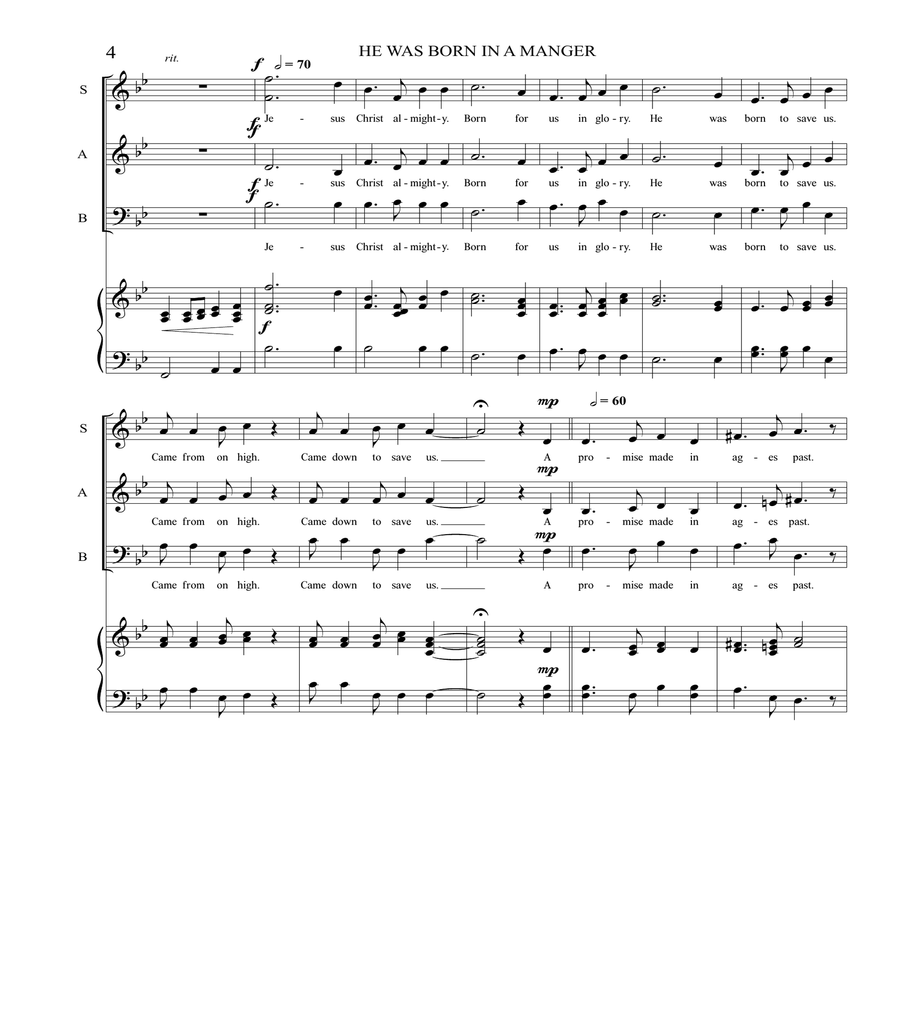 HE WAS BORN IN A MANGER 3-Part scores gallery preview page 5