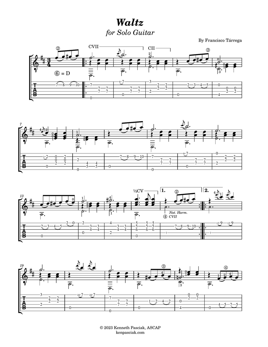 Waltz (for Solo Guitar) Waltz (for Solo Guitar) Acoustic Guitar scores gallery preview page 2