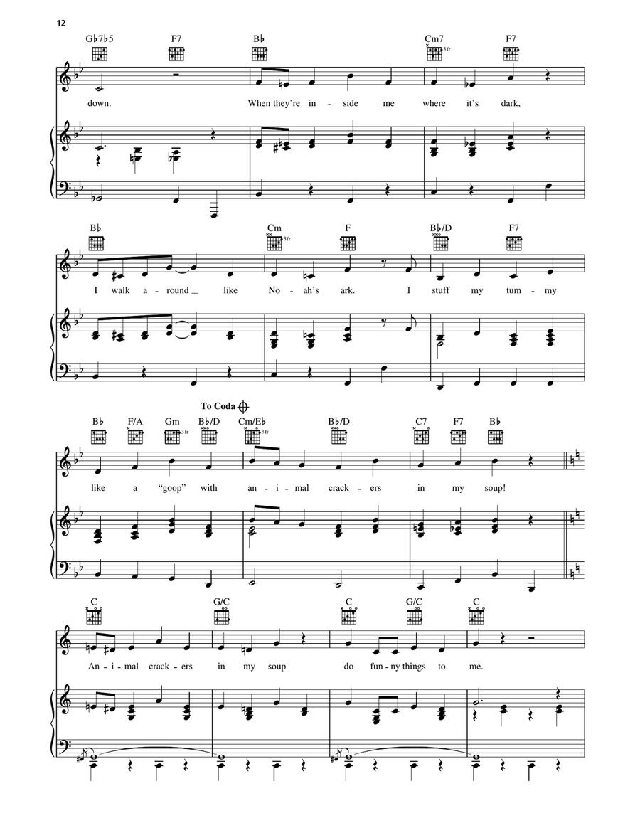 Animal Crackers In My Soup Piano, Vocal, Guitar scores gallery preview page 3