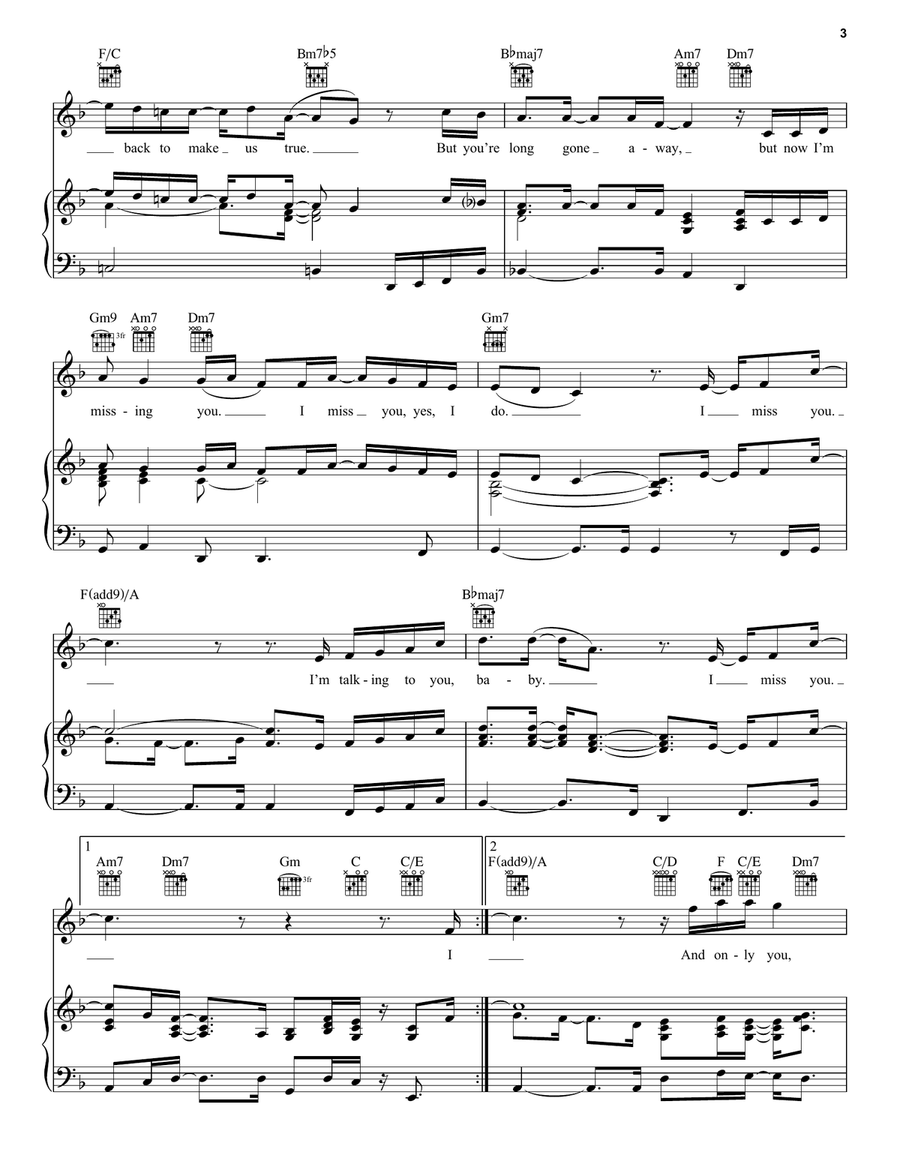 I Miss You I Miss You Piano, Vocal, Guitar scores gallery preview page 3