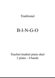 BINGO - Teacher and student piano duet - 1 piano 4 hands