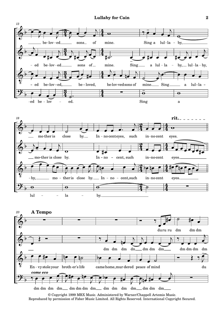 Lullaby For Cain Lullaby For Cain A Cappella scores gallery preview page 2
