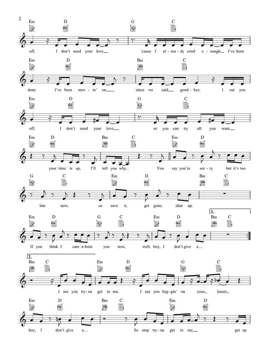 IDGAF IDGAF Ukulele scores gallery preview page 2