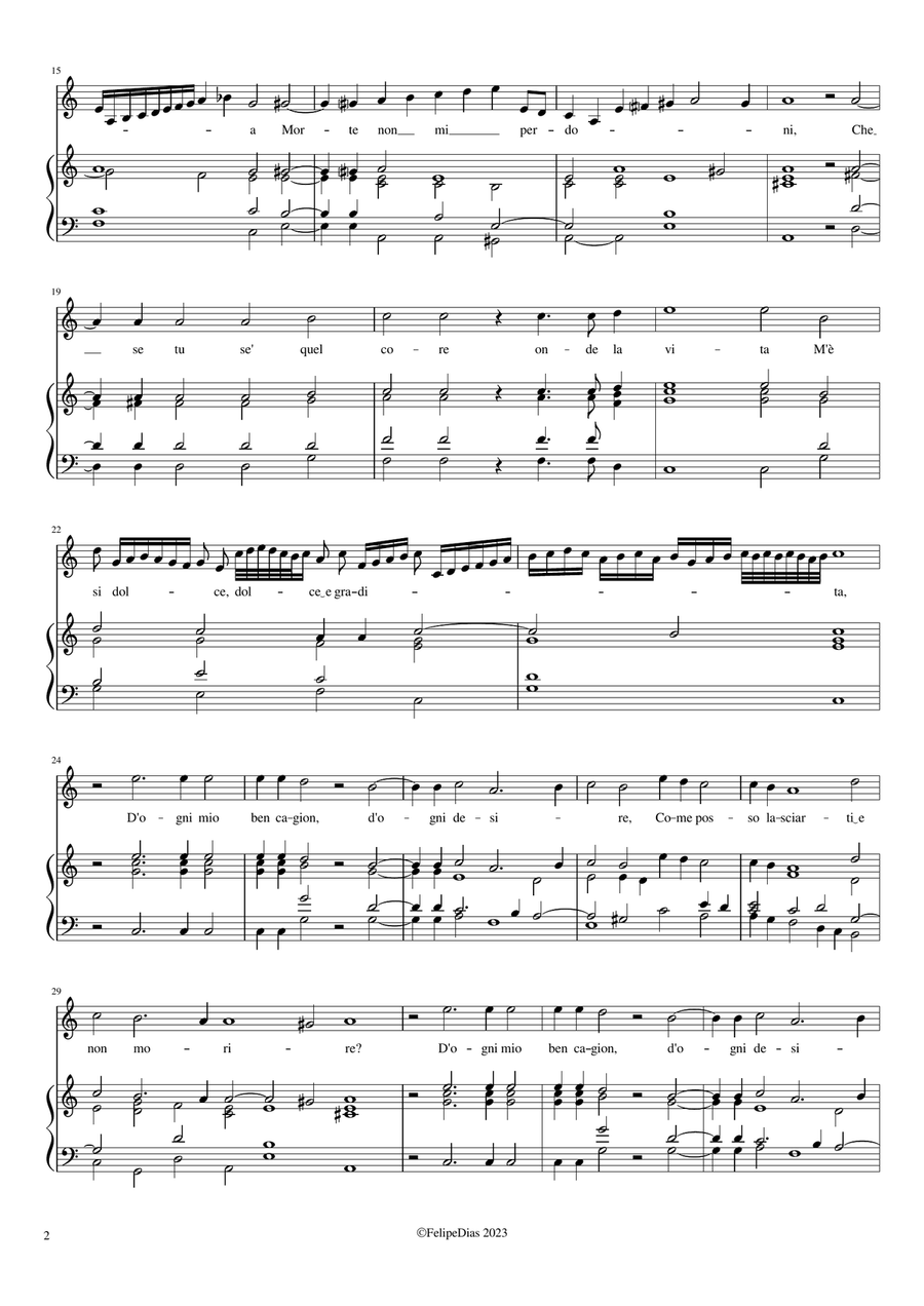 Ch'io non t'ami cor mio (Medium/High voice) Ch'io non t'ami cor mio (Medium/High voice) Piano, Vocal scores gallery preview page 2