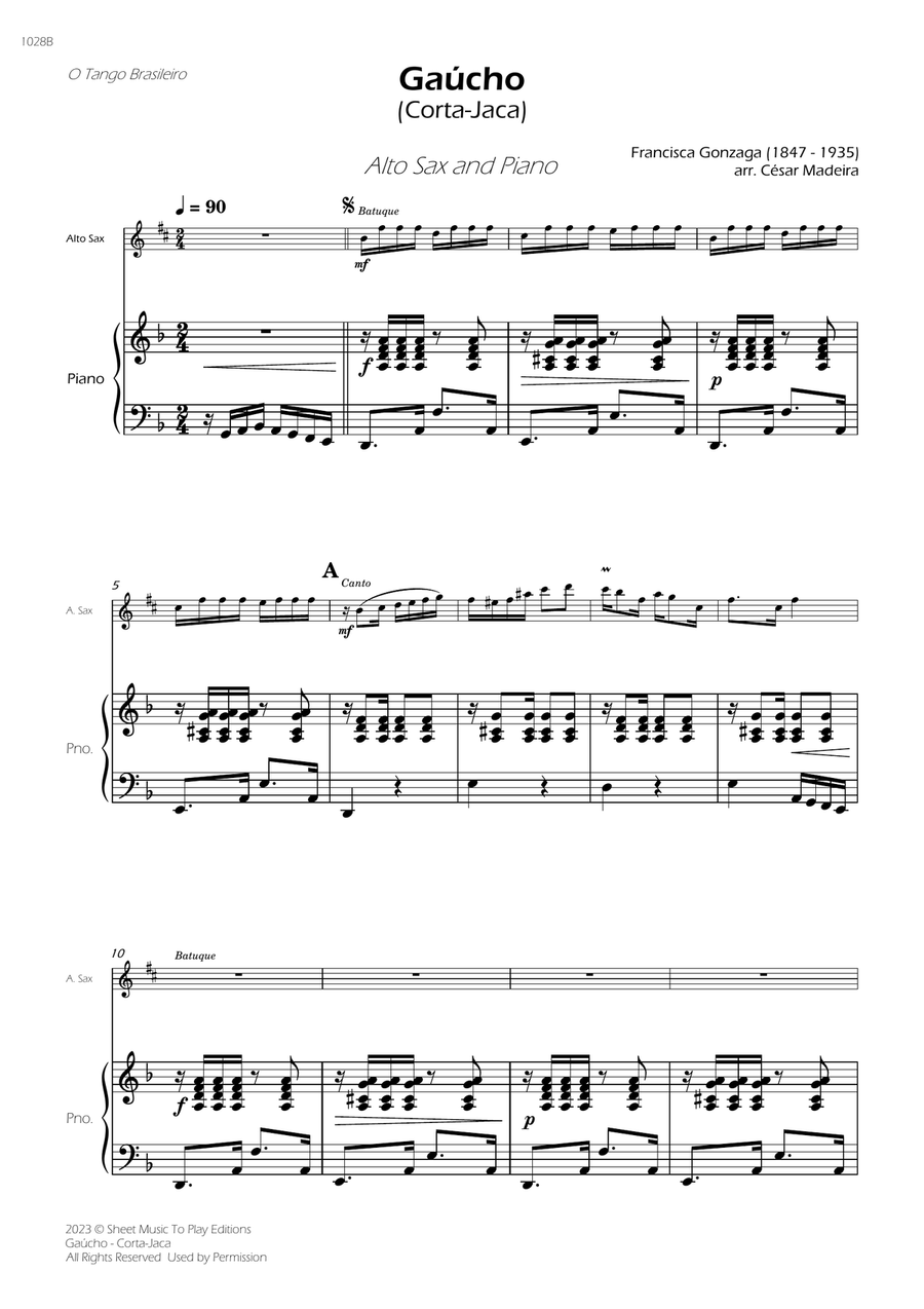 Gaúcho (Corta-Jaca) - Alto Sax and Piano (Full Score and Parts) Alto Saxophone scores gallery preview page 3