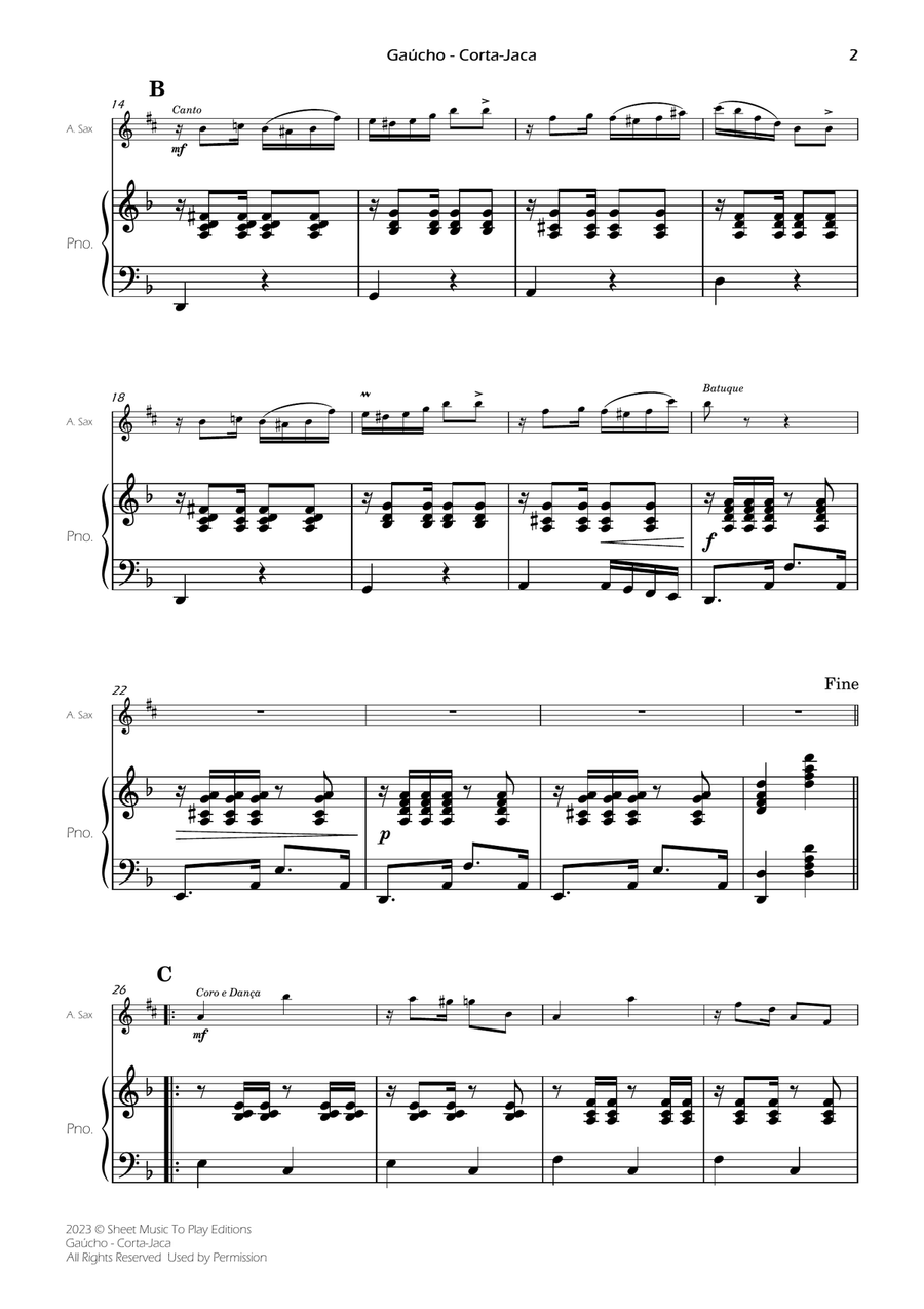 Gaúcho (Corta-Jaca) - Alto Sax and Piano (Full Score and Parts) Alto Saxophone scores gallery preview page 4