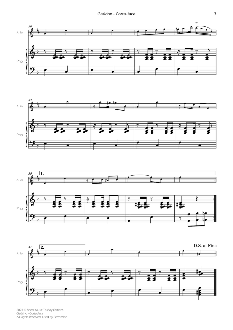 Gaúcho (Corta-Jaca) - Alto Sax and Piano (Full Score and Parts) Alto Saxophone scores gallery preview page 5
