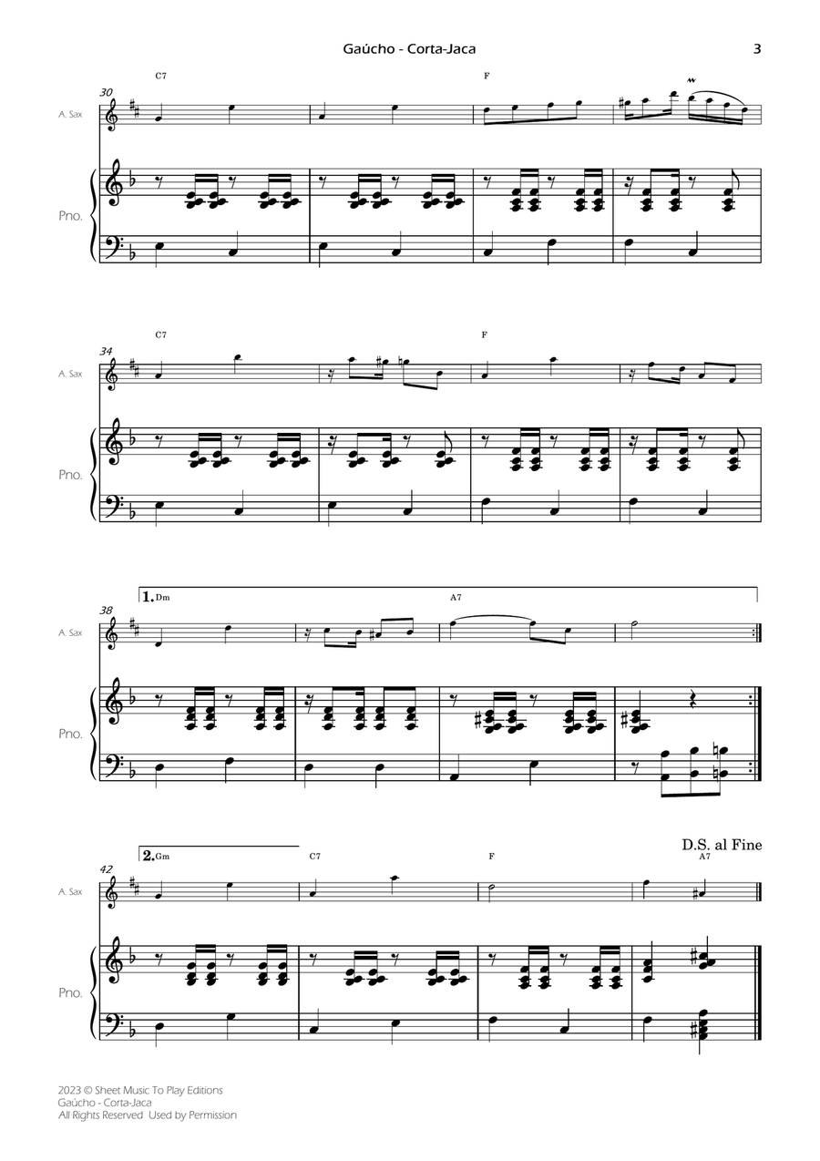 Gaúcho (Corta-Jaca) - Alto Sax and Piano - W/Chords (Full Score and Parts) Alto Saxophone scores gallery preview page 5